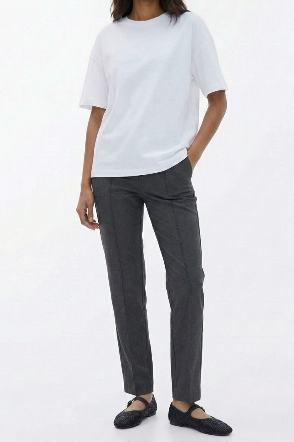 Grey High Rise Tapered Pants