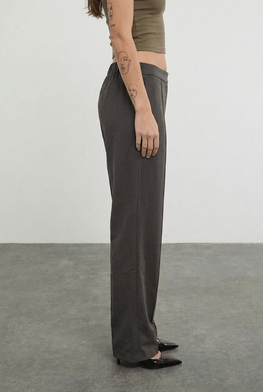 Grey High Rise Tapered Pants - BEEGLEE