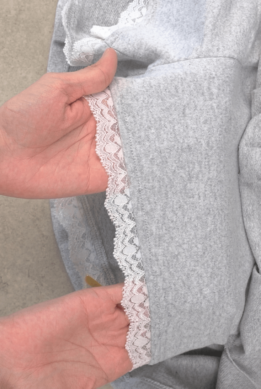 Grey Lace-Trim Pleated Skort - BEEGLEE