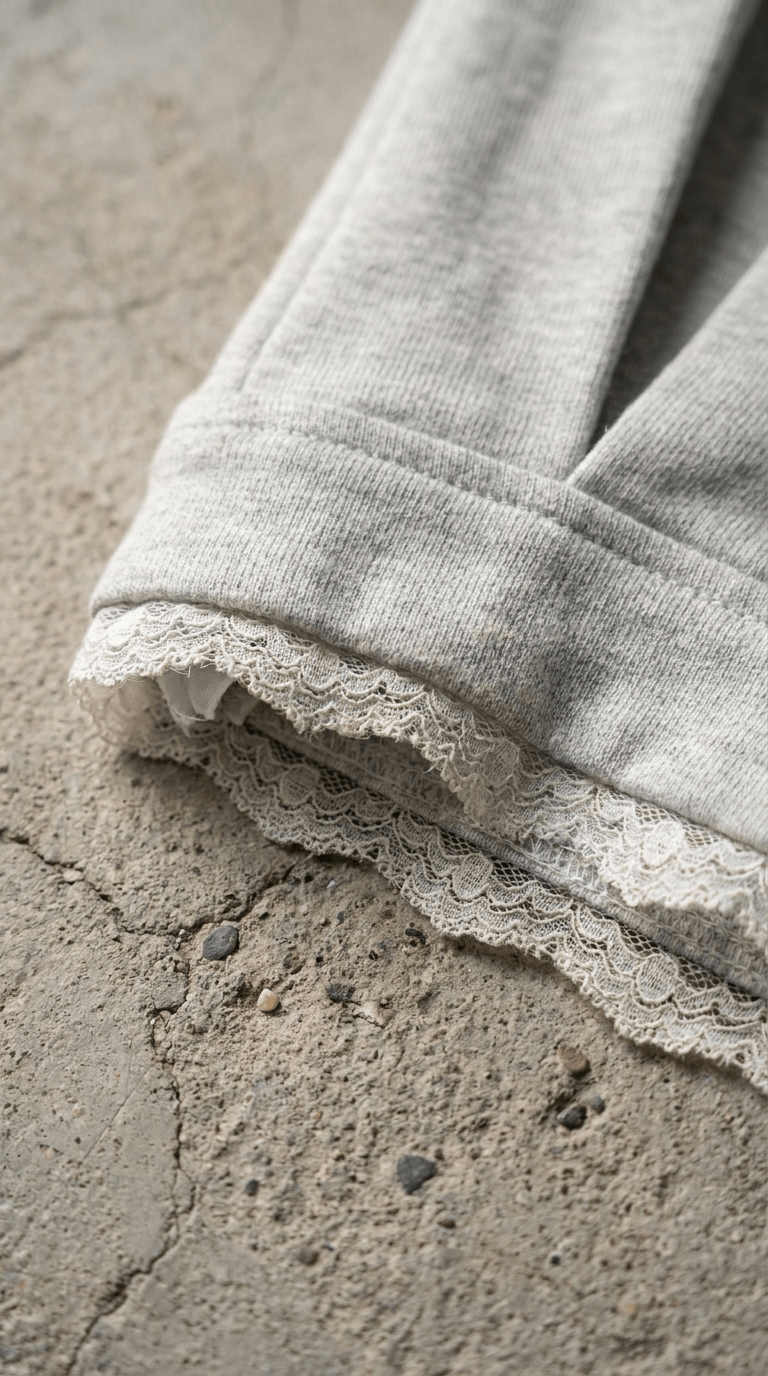 Grey Lace-Trim Pleated Skort - BEEGLEE