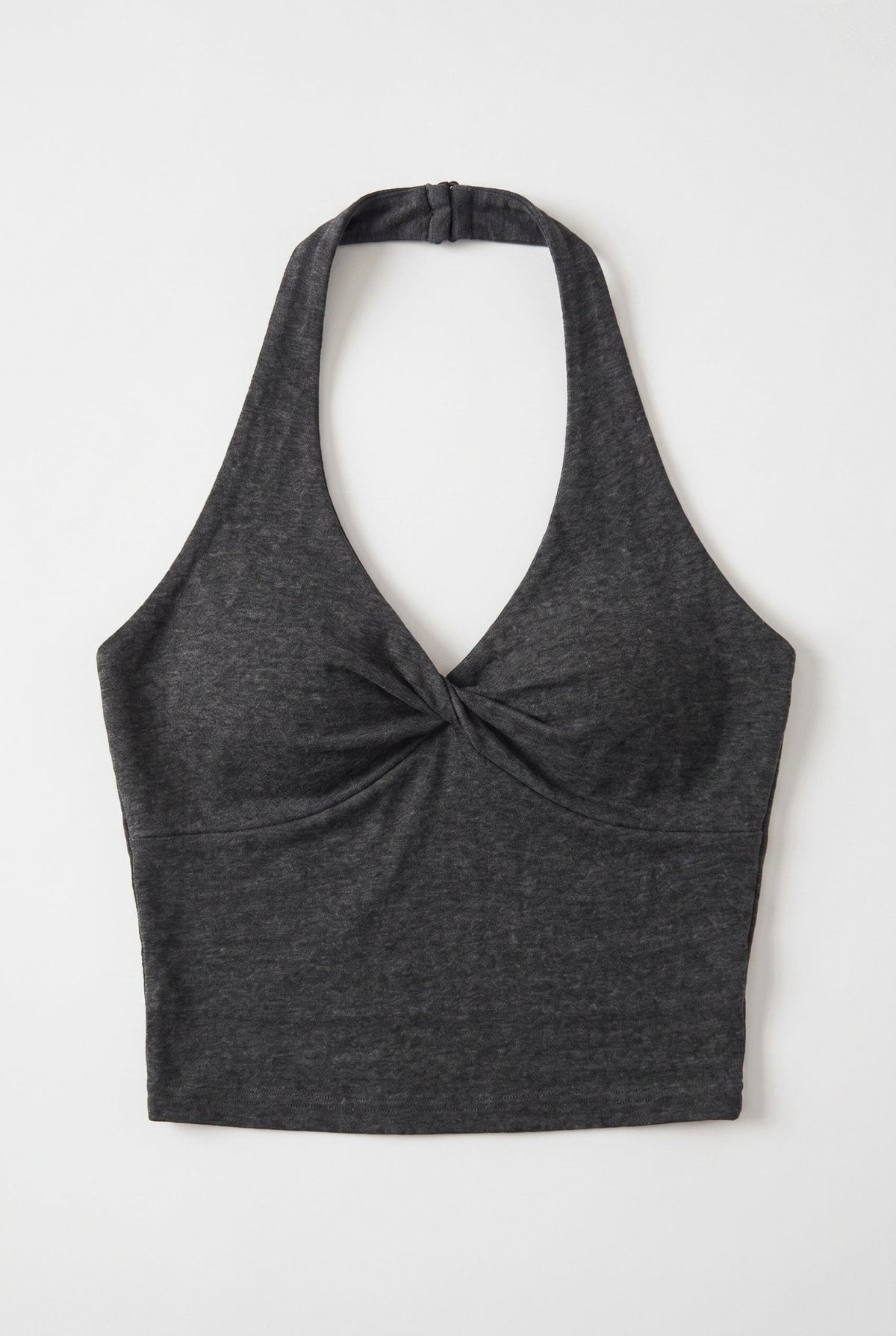 Grey Twist-Front Halter Top - BEEGLEE