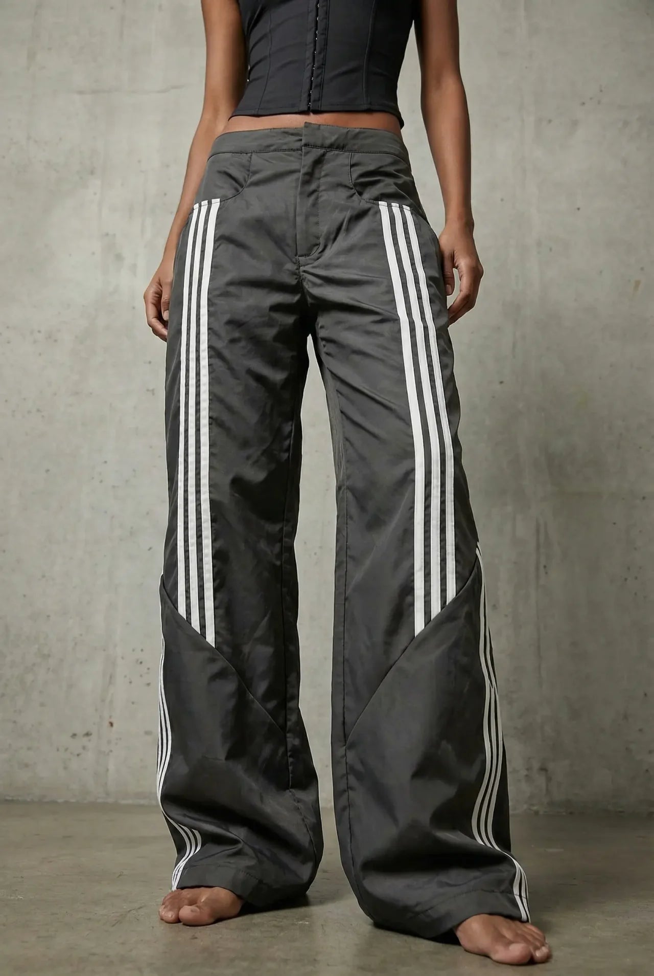 Grey Velocity Wide Pants - BEEGLEE