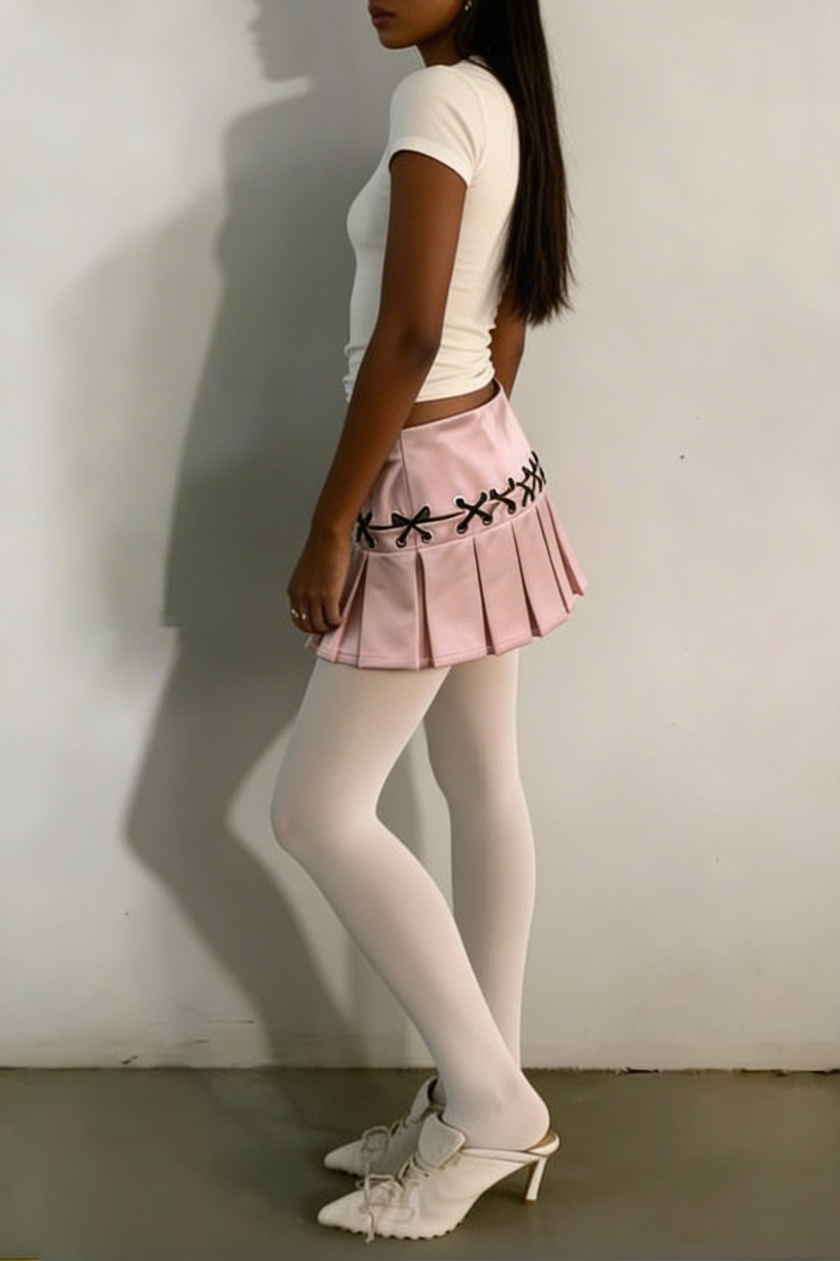 Pink Draw Lace Skort