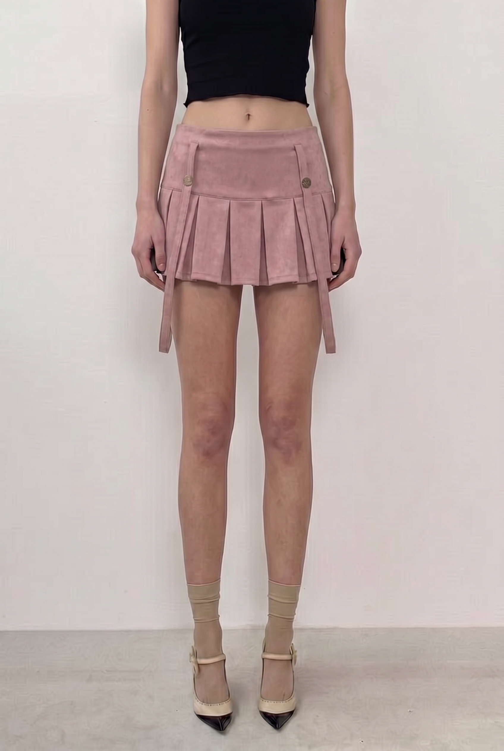 Pink Harness Pleat Skort