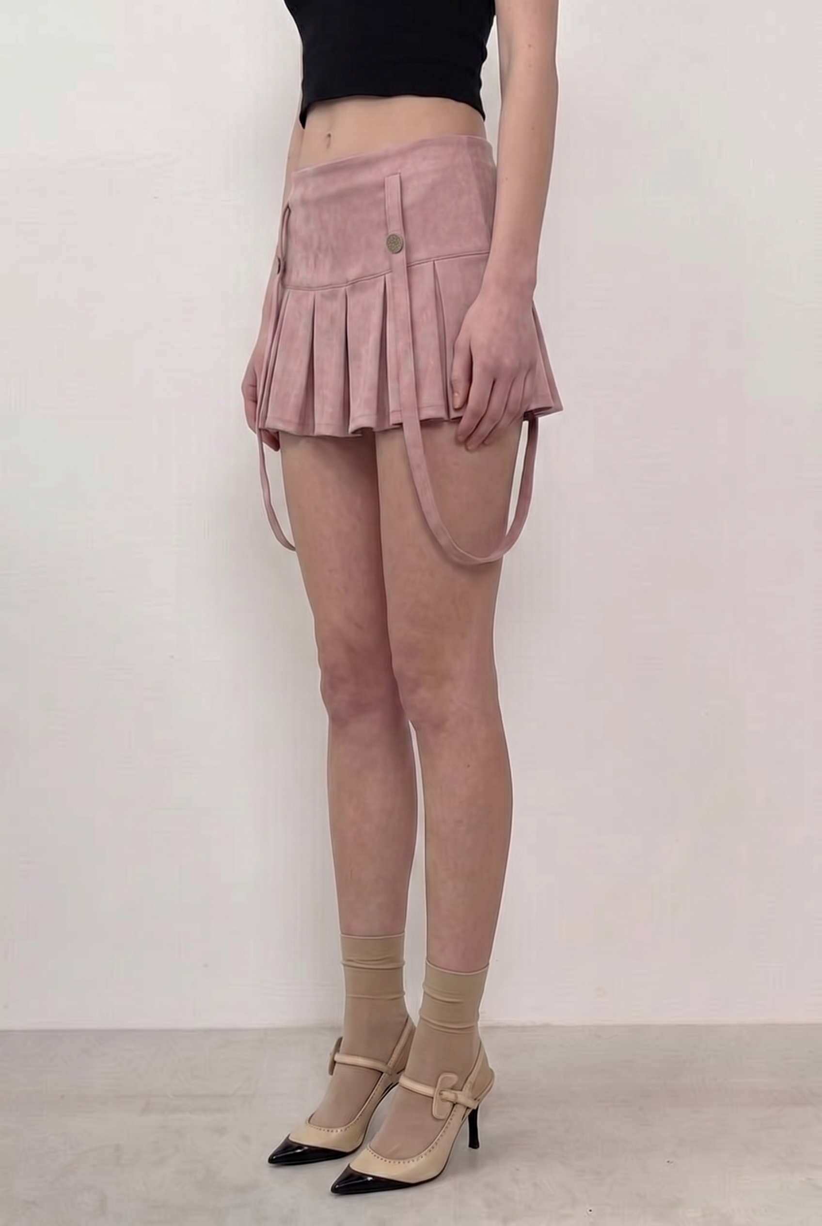 Pink Harness Pleat Skort