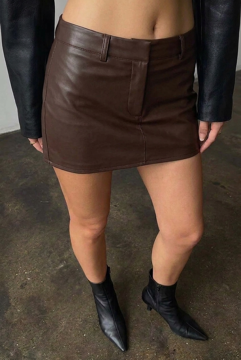 Mocha Core Leather Skort
