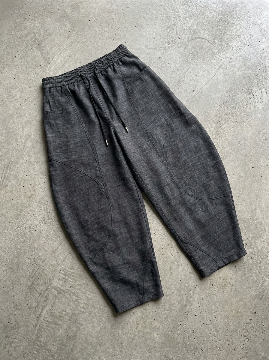 Black Elastic-Waist Trousers