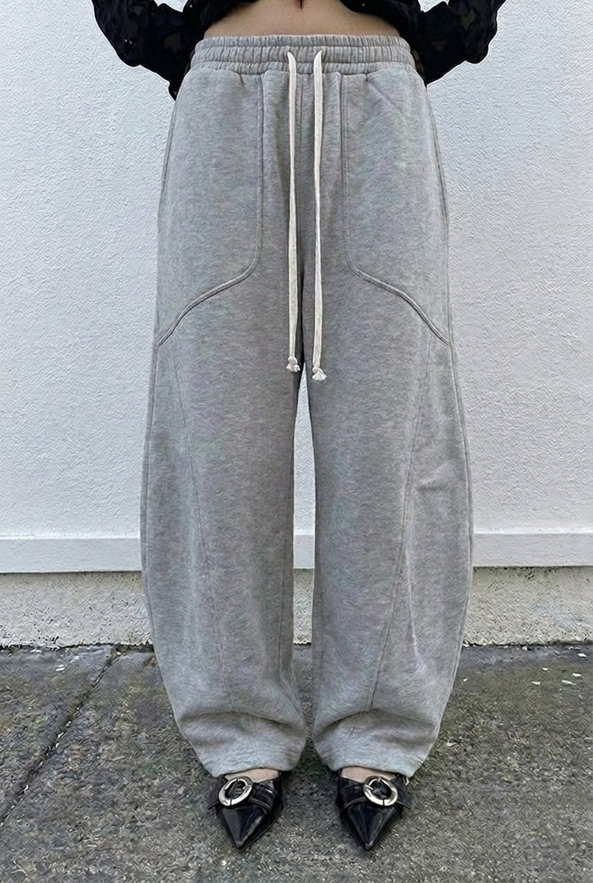 Grey Curved Barrel Sweatpants