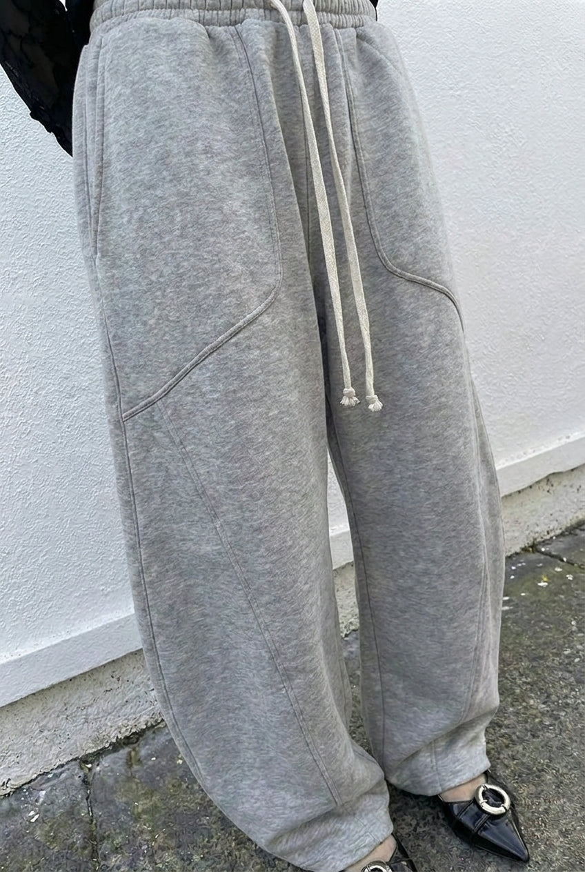 Grey Curved Barrel Sweatpants
