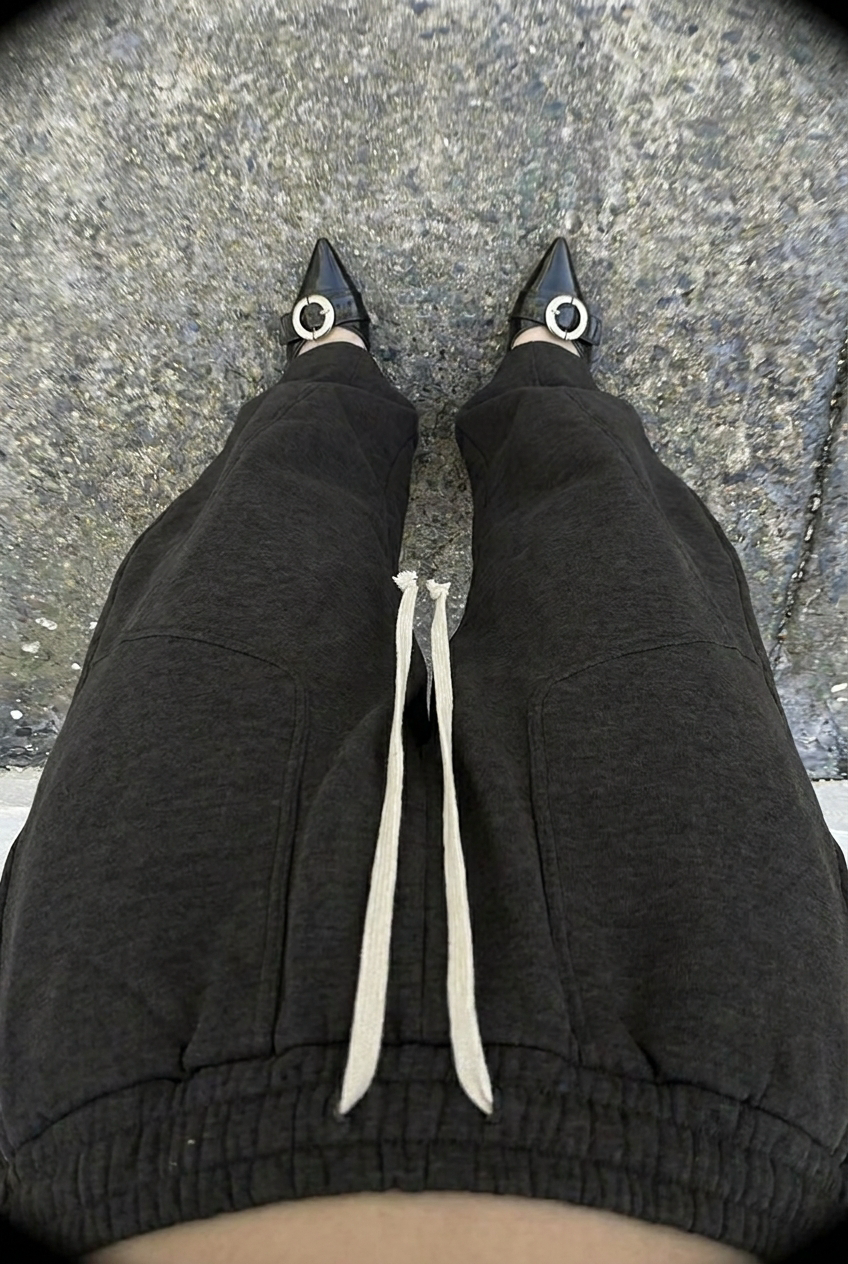 Black Curved Barrel Sweatpants