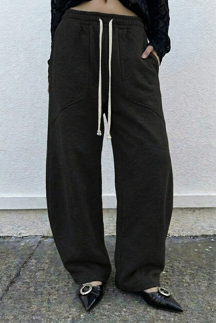 Black Curved Barrel Sweatpants