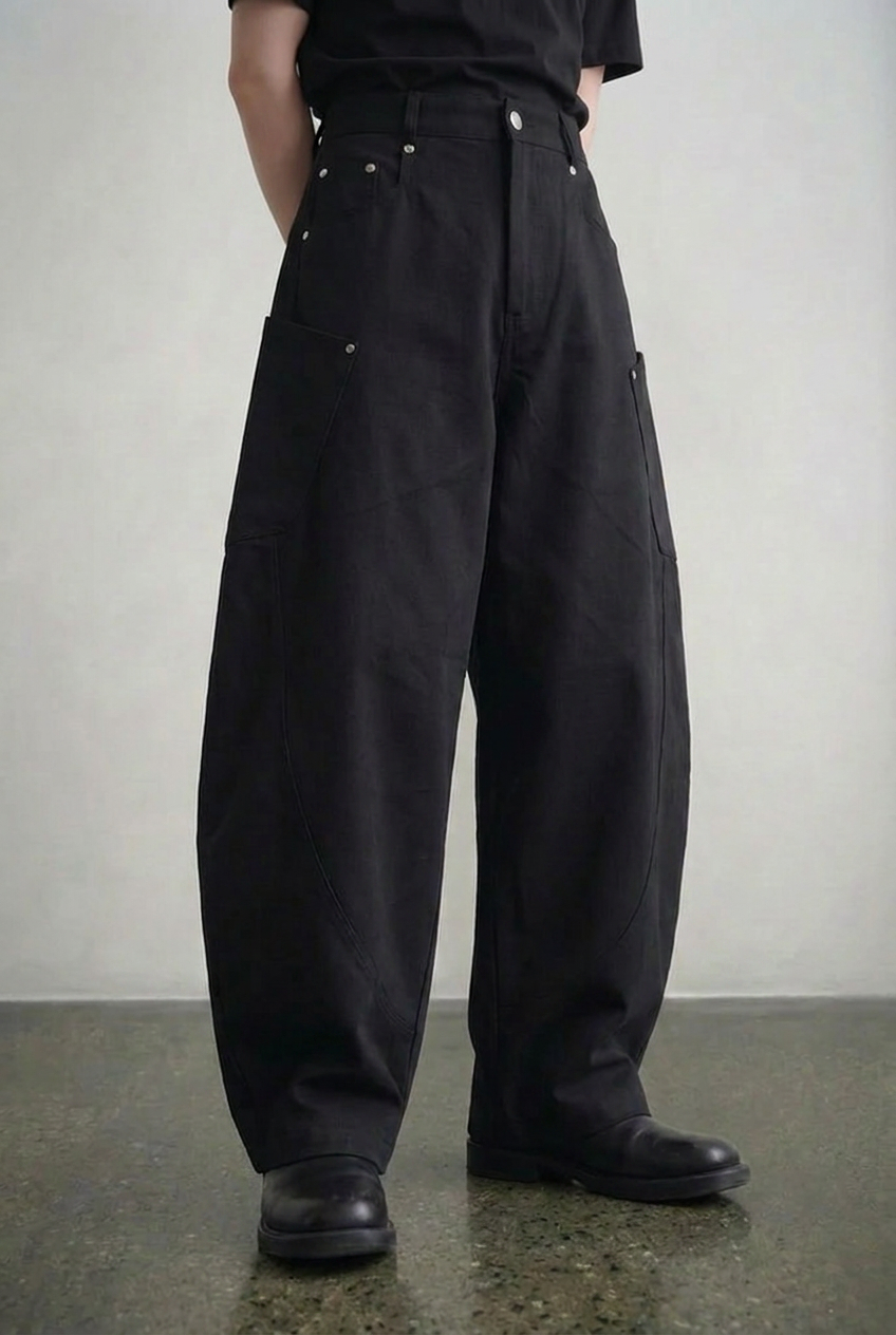 Black Utility Barrel Pants