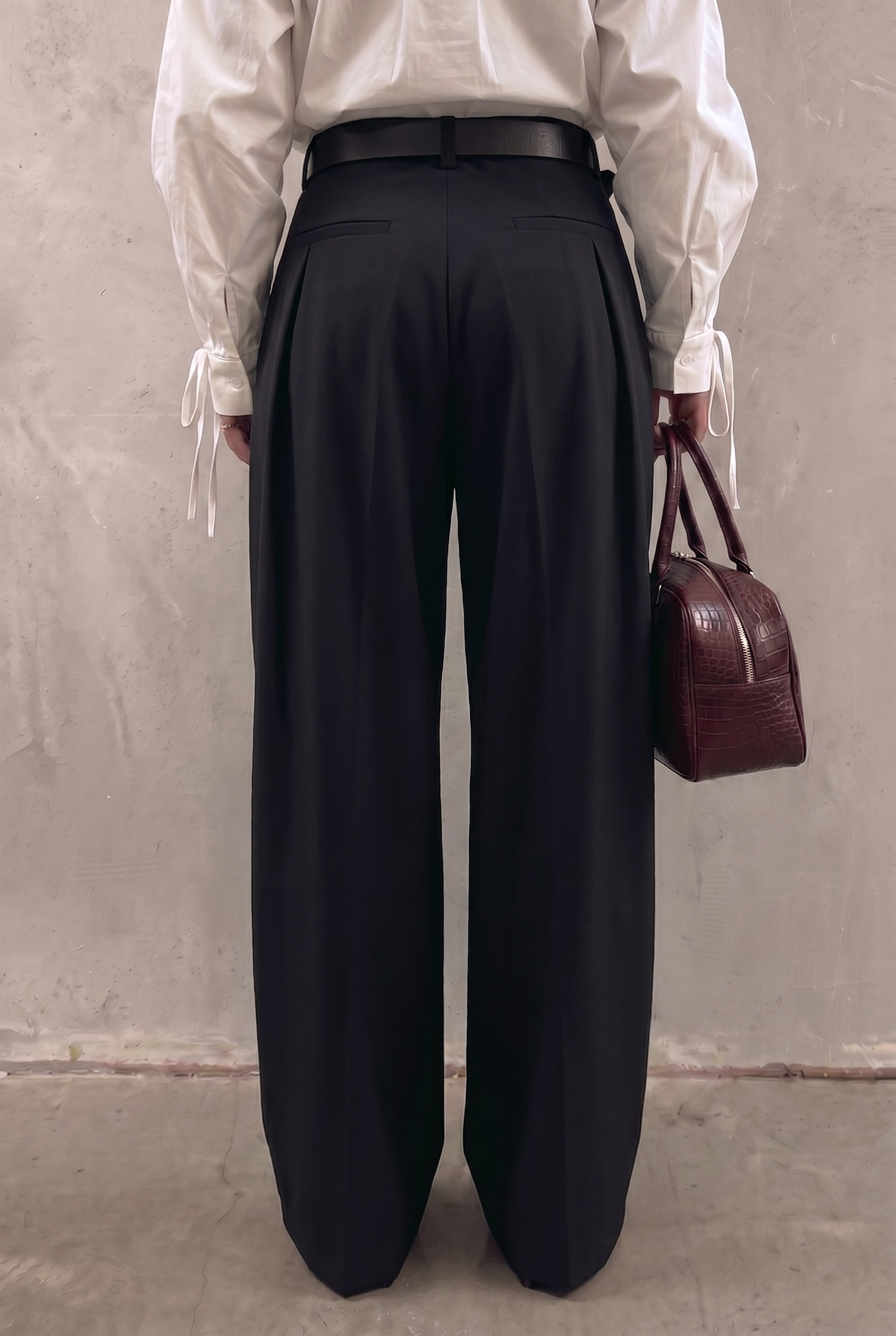 Black Pleat-Front Trousers
