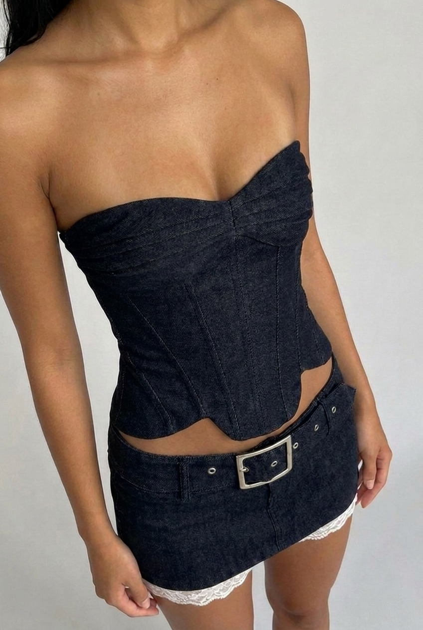 Blue Denim Corset