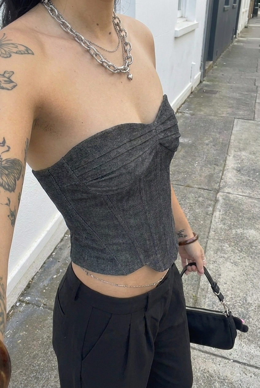 Black Denim Corset