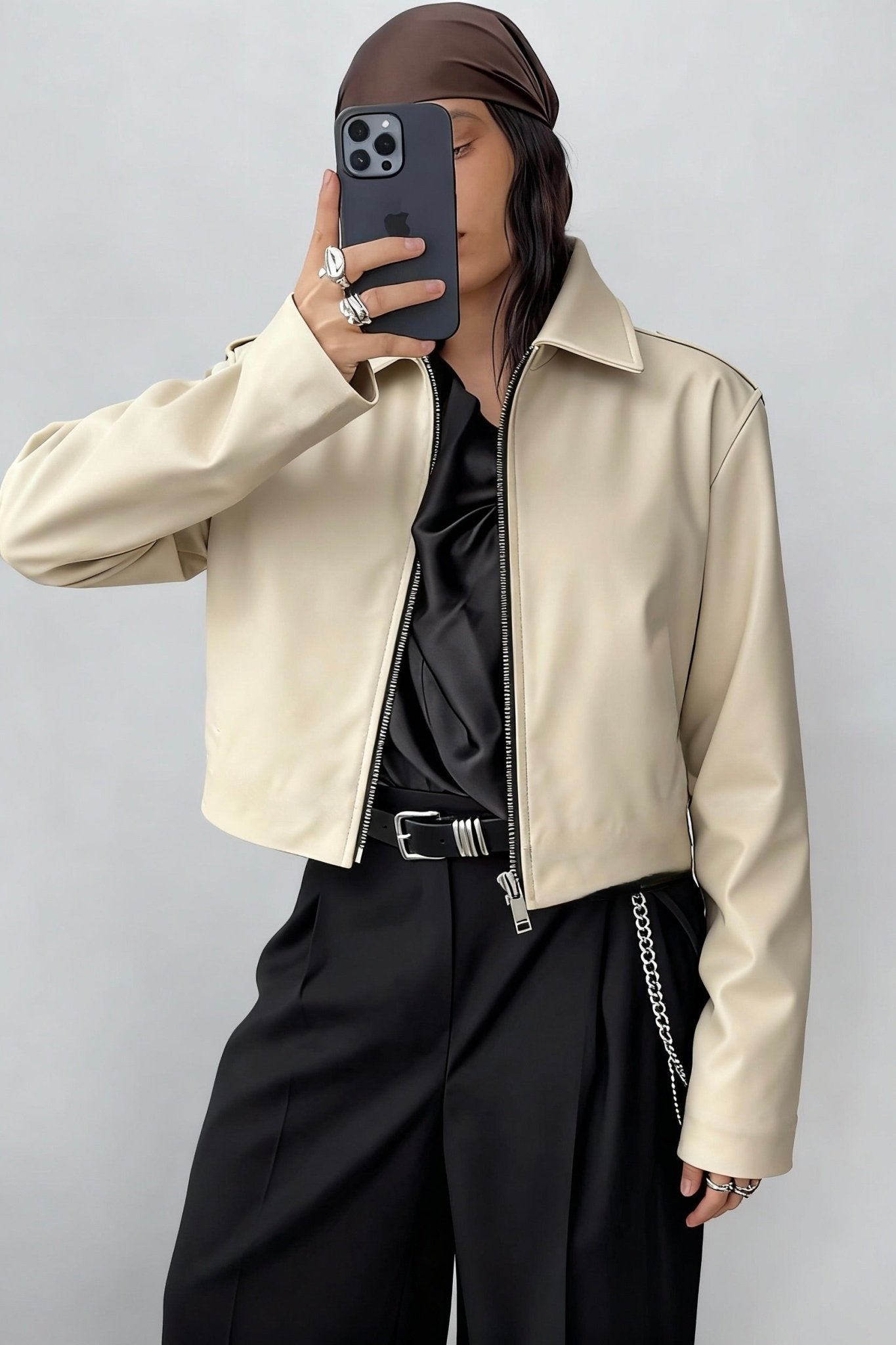 Ivory Hikari Leather Jacket