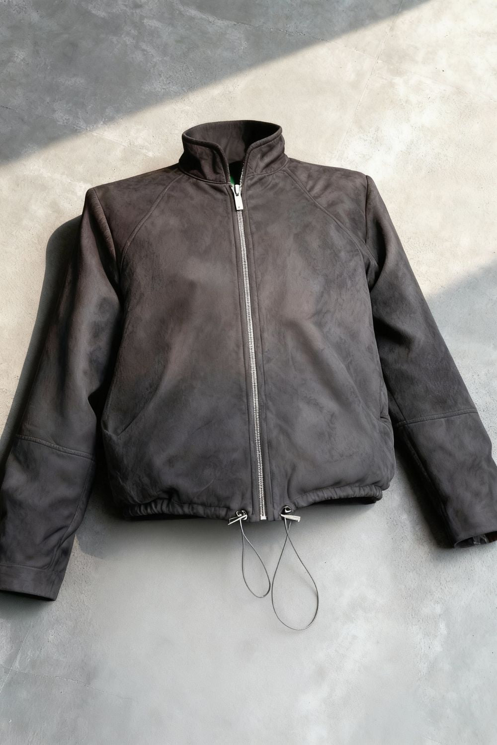 Grey Suede Naira Bomber Jacket