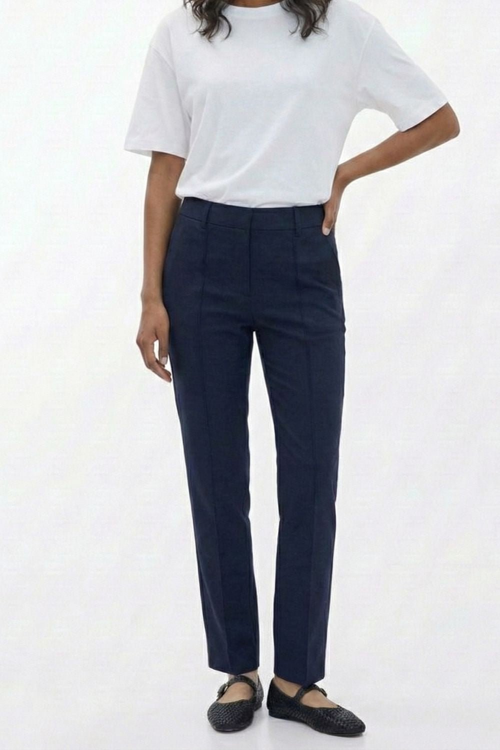 Navy High Rise Tapered Pants
