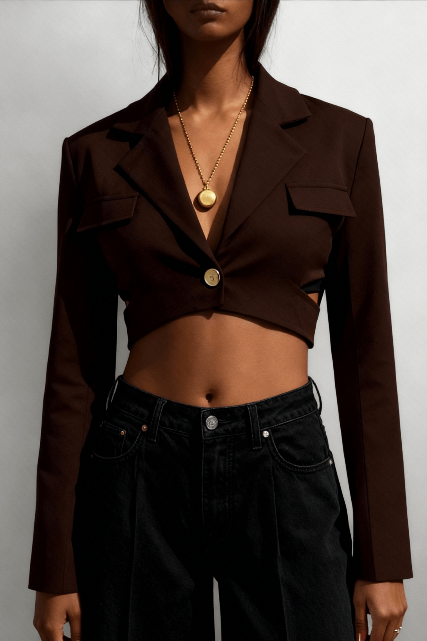 Nutmeg Cinch Strapped Blazer - BEEGLEE