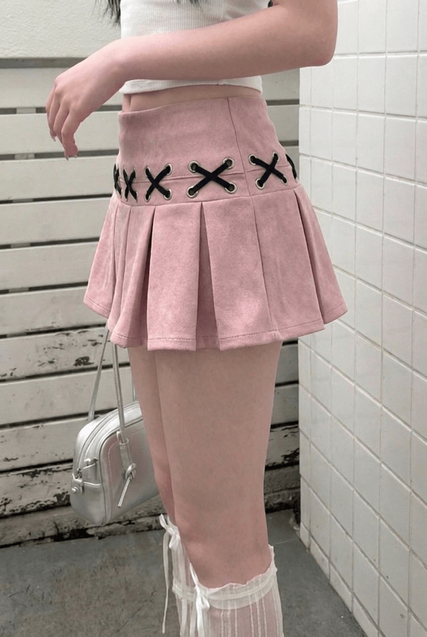 Pink Draw Lace Skort - BEEGLEE