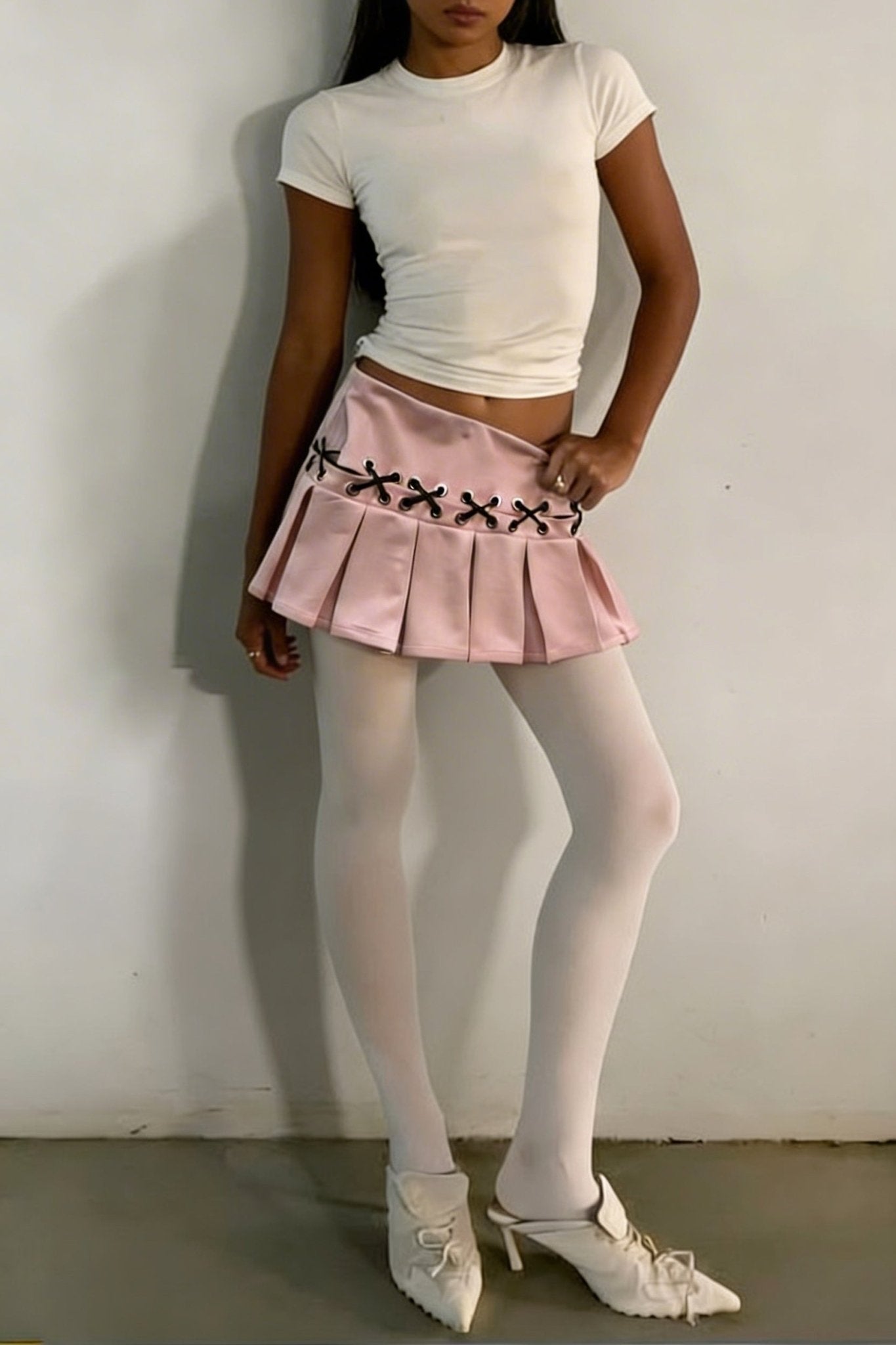 Pink Draw Lace Skort - BEEGLEE