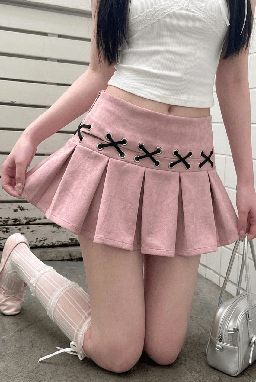 Pink Draw Lace Skort - BEEGLEE