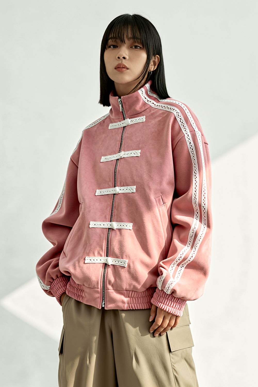 Pink Han Knot Suede Jacket