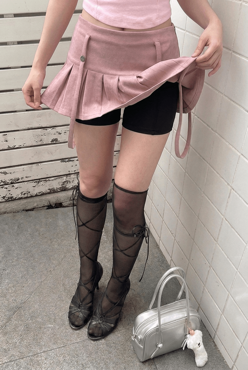 Pink Harness Pleat Skort - BEEGLEE