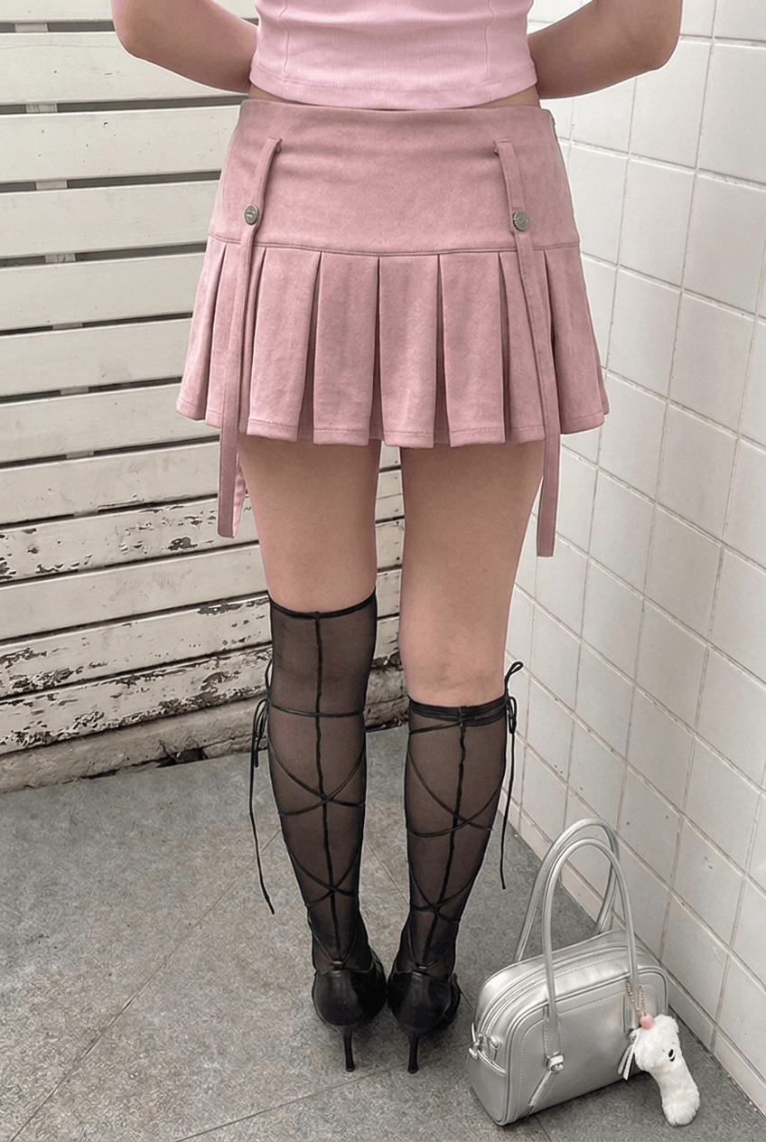 Pink Harness Pleat Skort - BEEGLEE