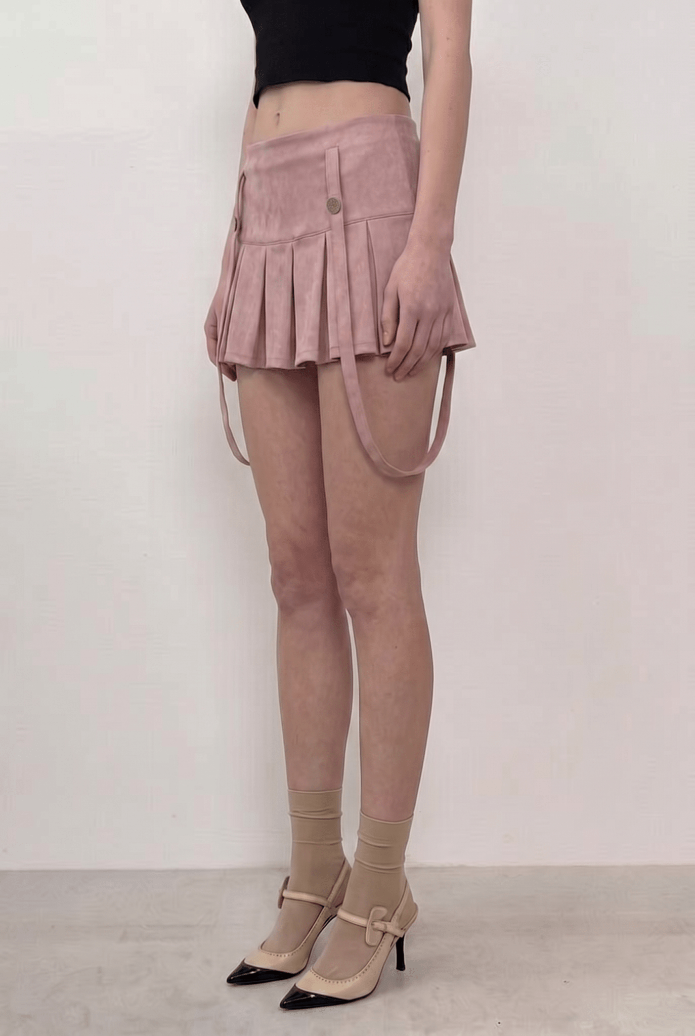 Pink Harness Pleat Skort - BEEGLEE