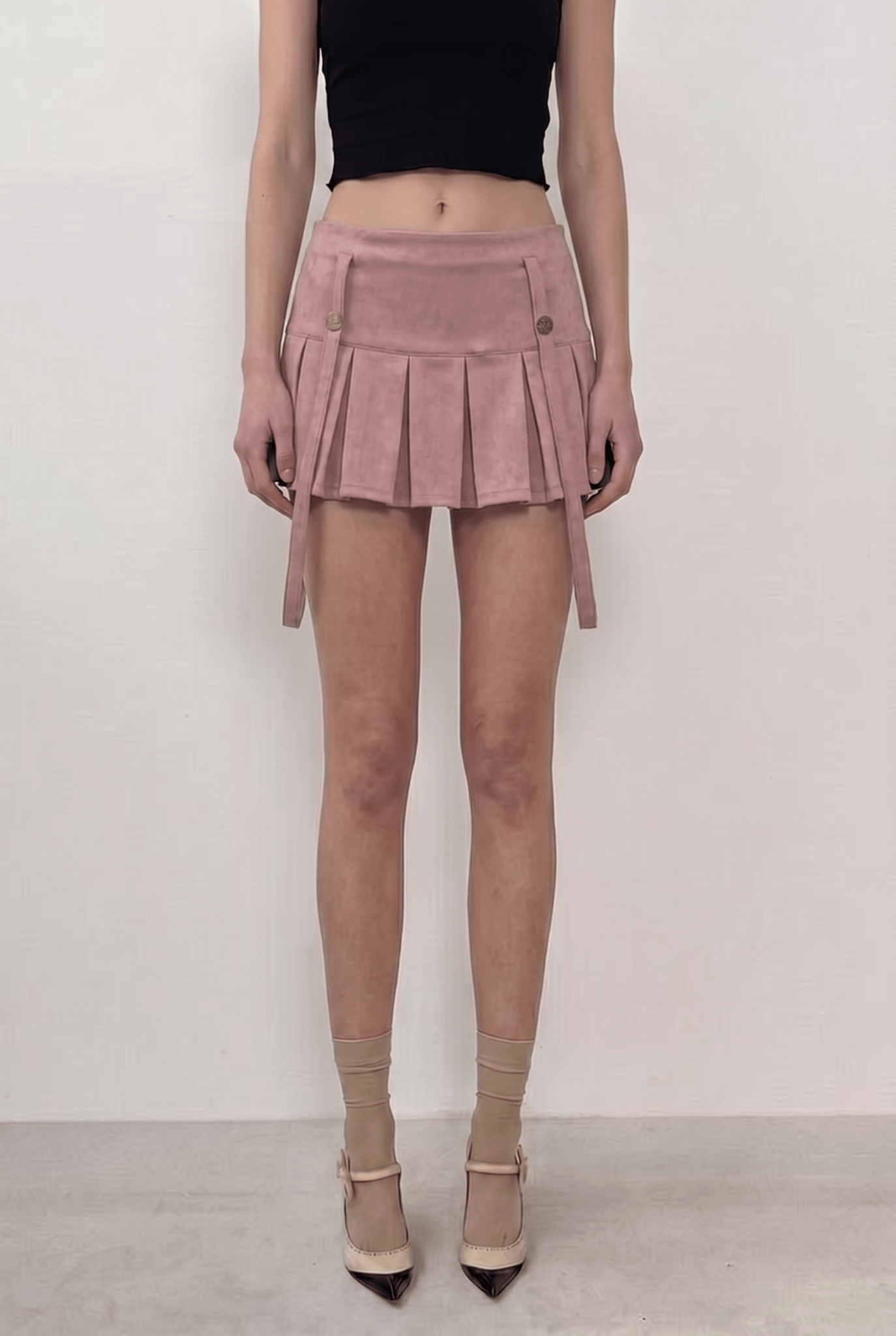 Pink Harness Pleat Skort - BEEGLEE