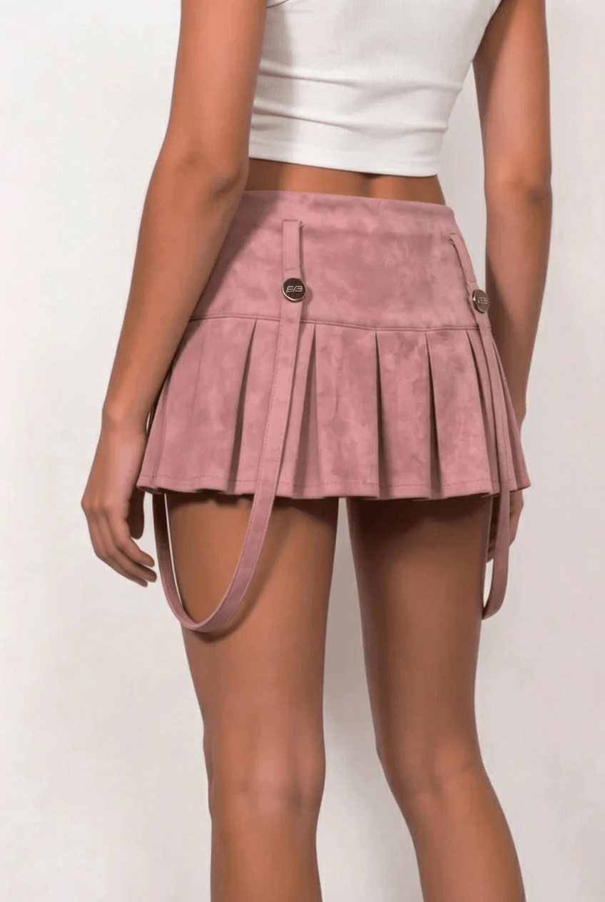 Pink Harness Pleat Skort - BEEGLEE