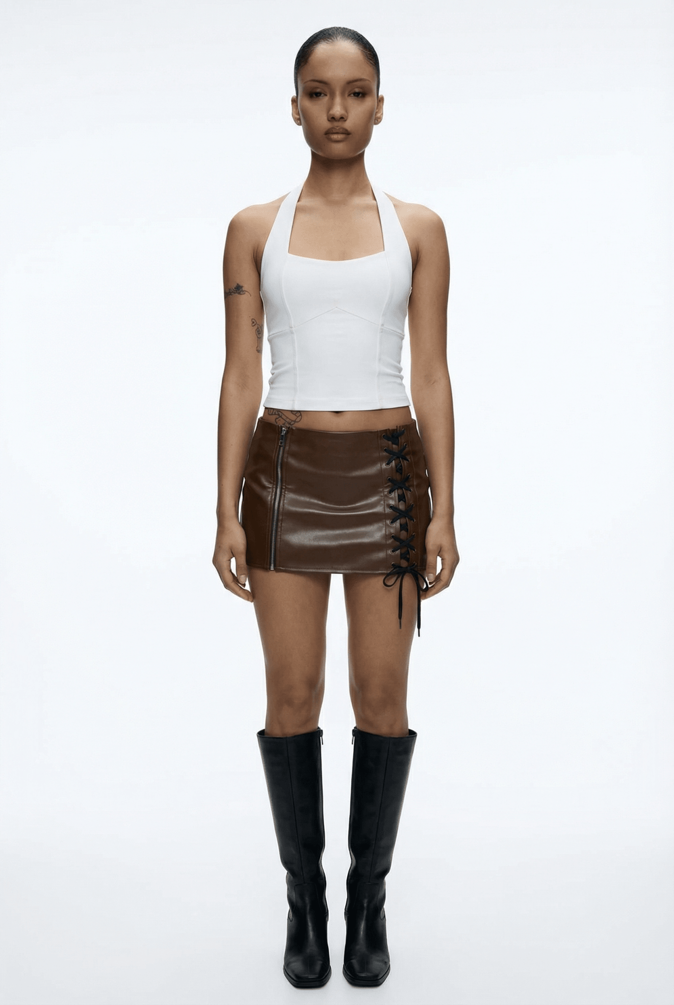 White Beatrice Halter Neck Top - BEEGLEE