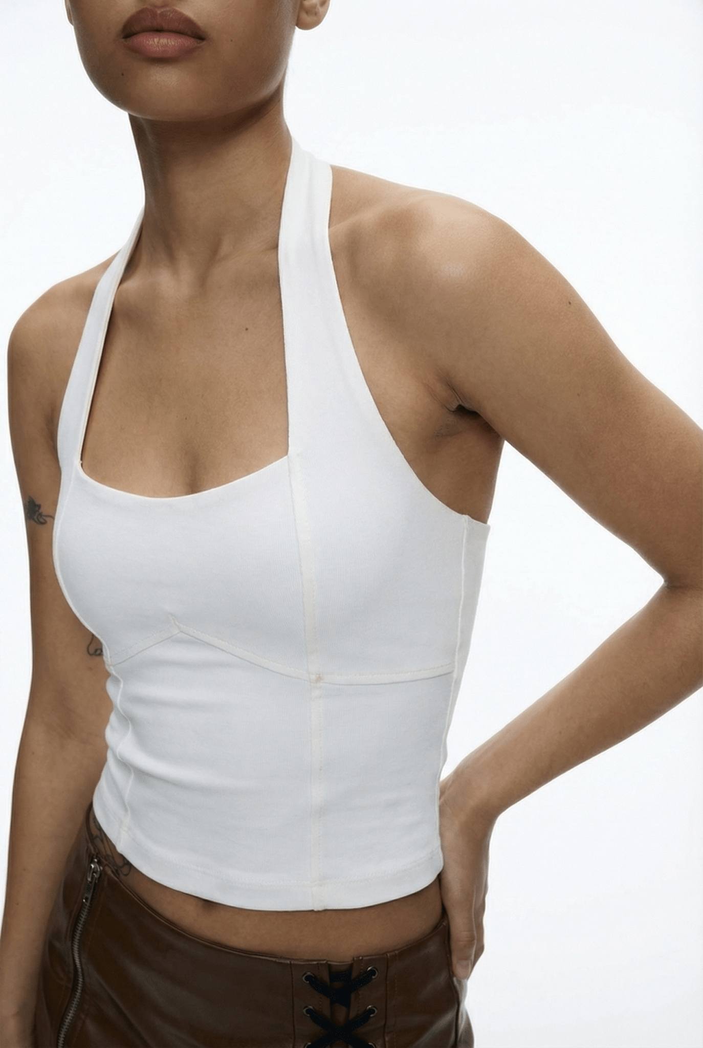 White Beatrice Halter Neck Top - BEEGLEE
