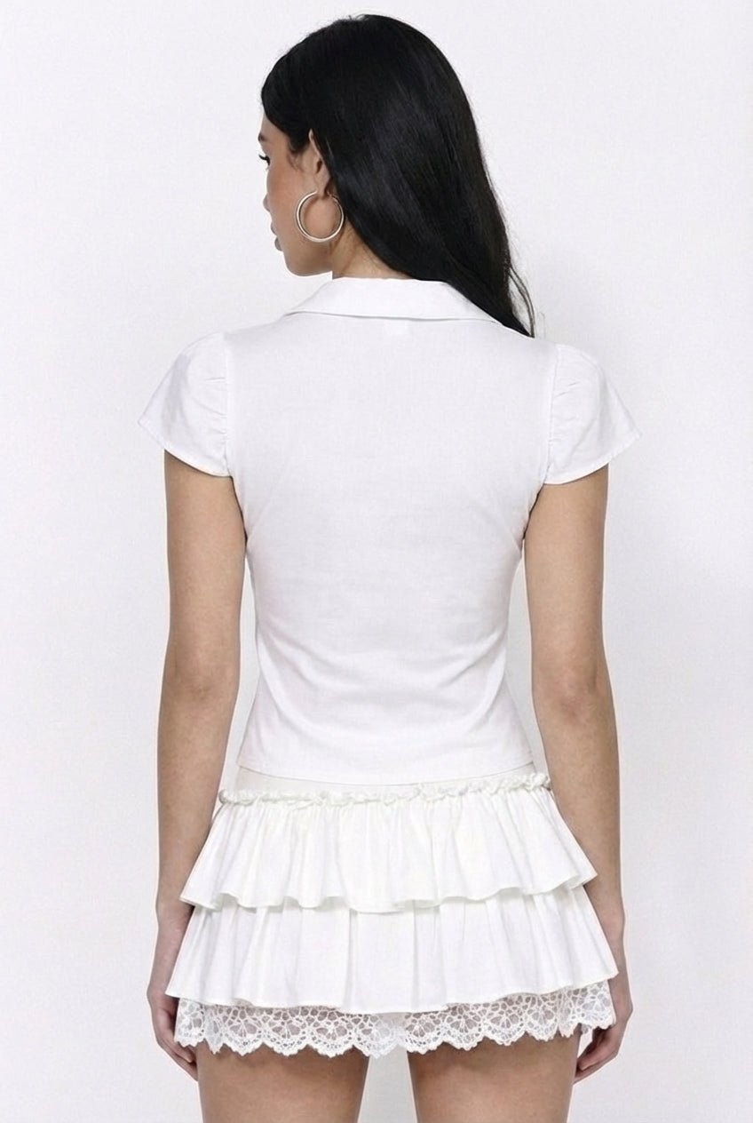 White Blush Collar Shirt - BEEGLEE