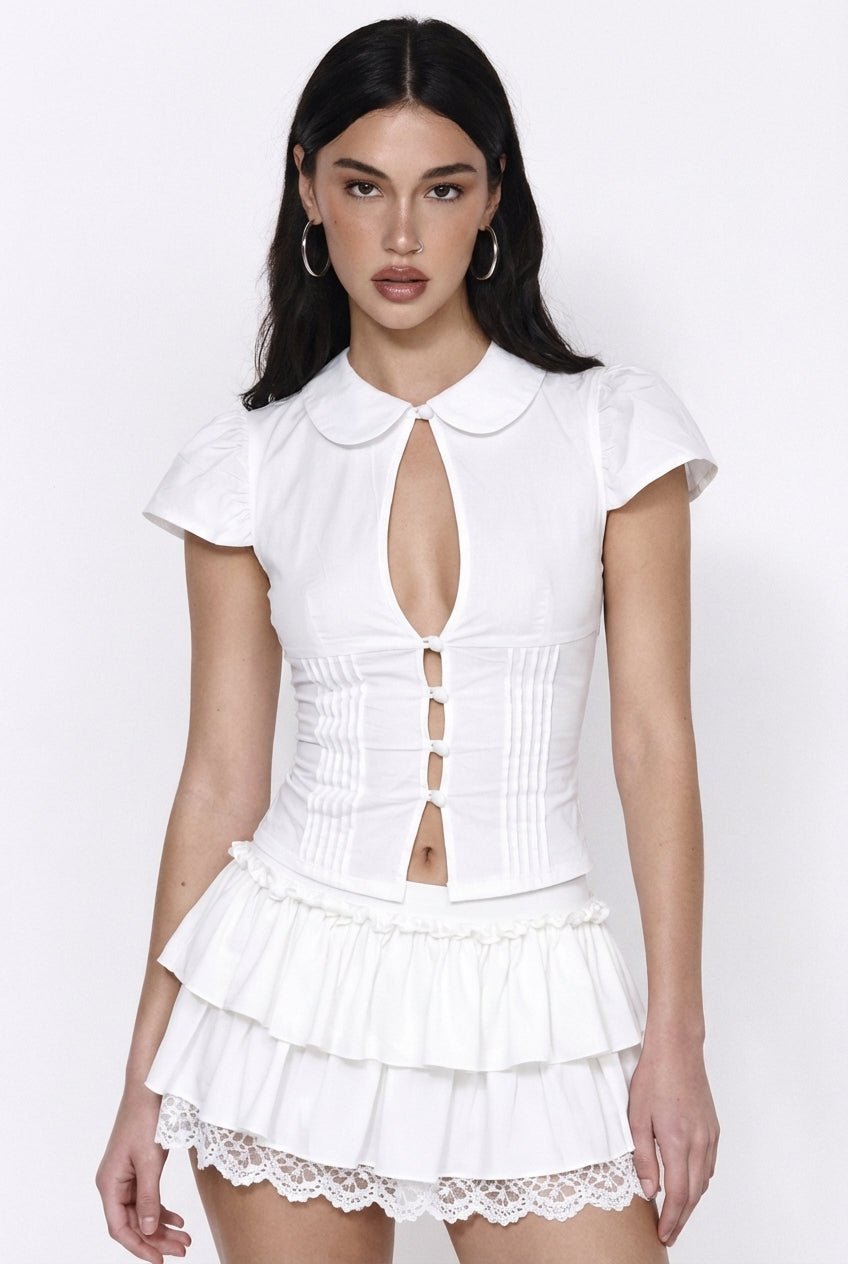 White Blush Collar Shirt - BEEGLEE