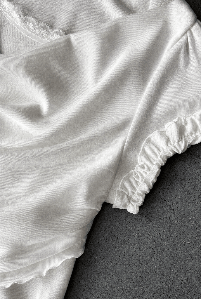 White Cowl Lace Top - BEEGLEE