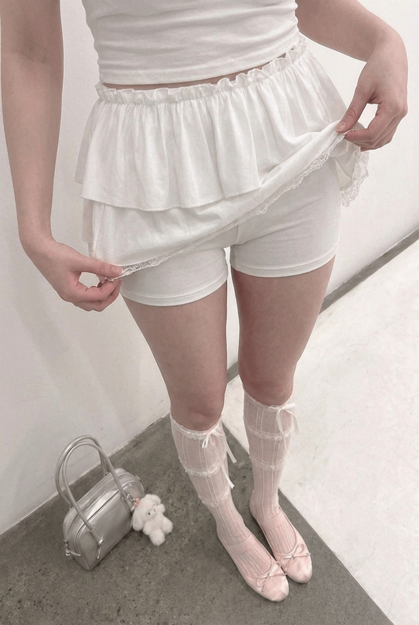 White Double Ruffle Skirt - BEEGLEE