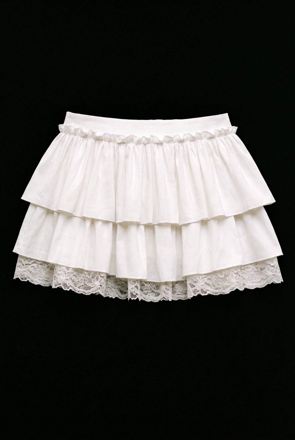 White Double Ruffle Skort - BEEGLEE