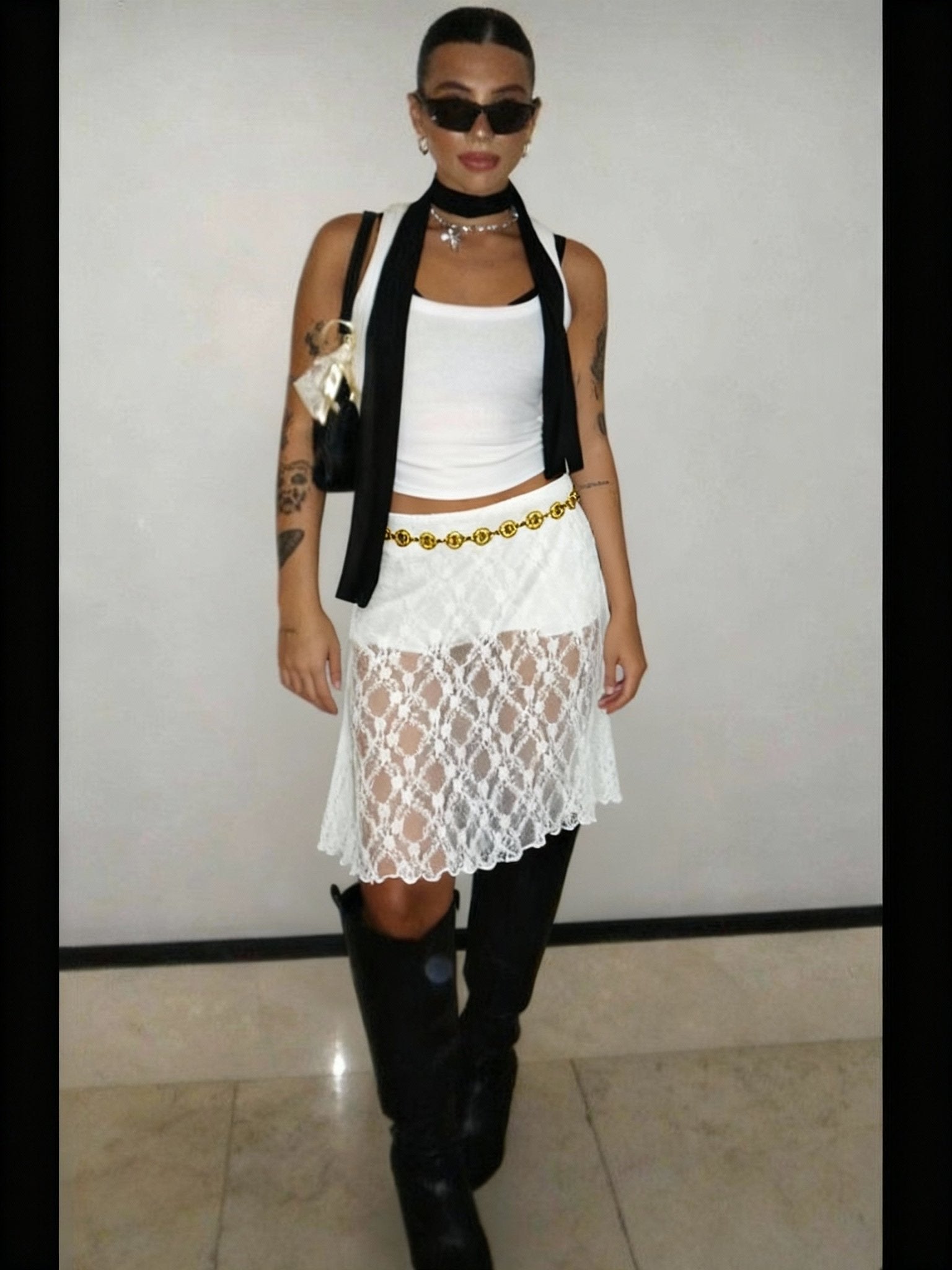 White Dove lace asymmetrical skirt - BEEGLEE