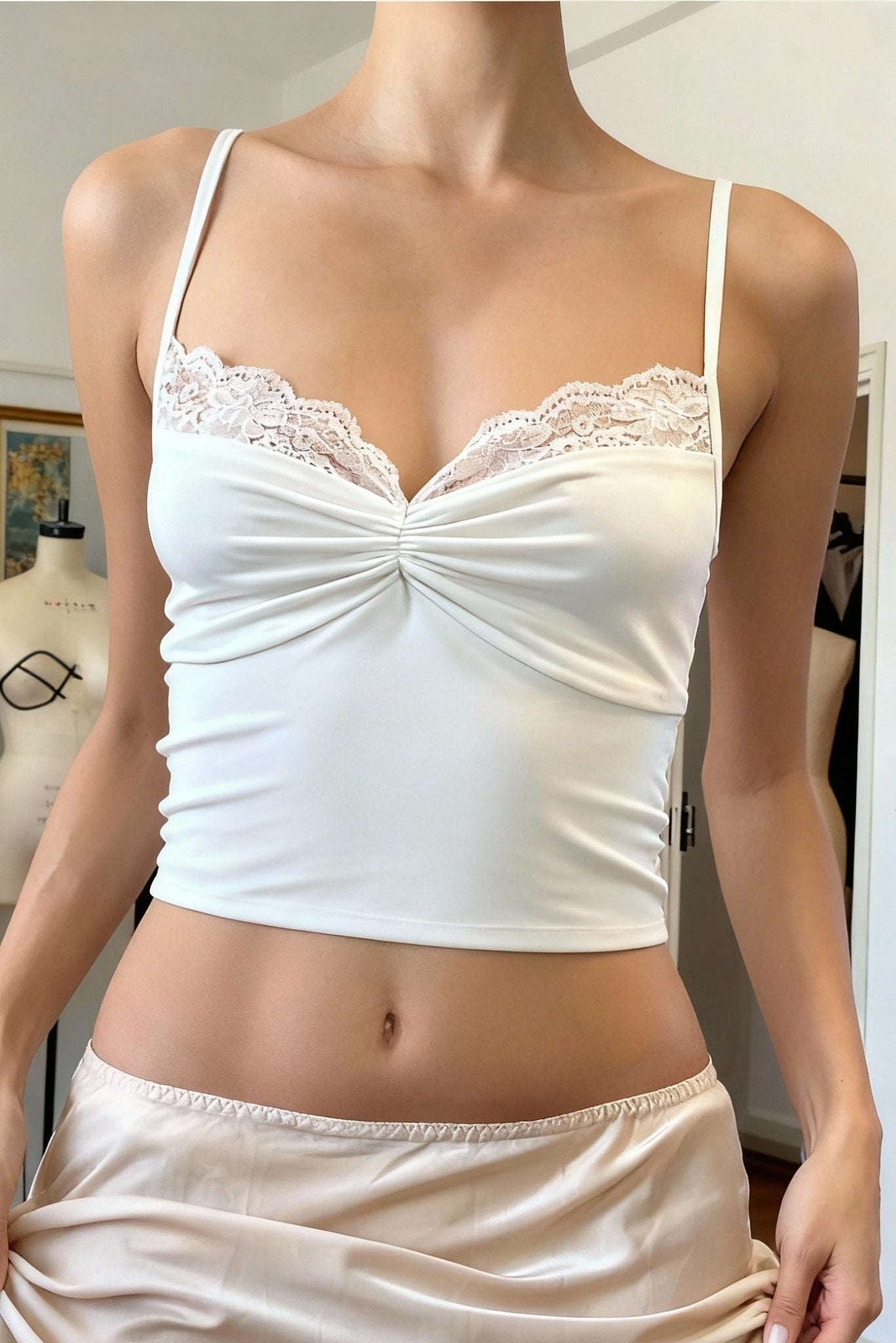 White Gather bust lace top