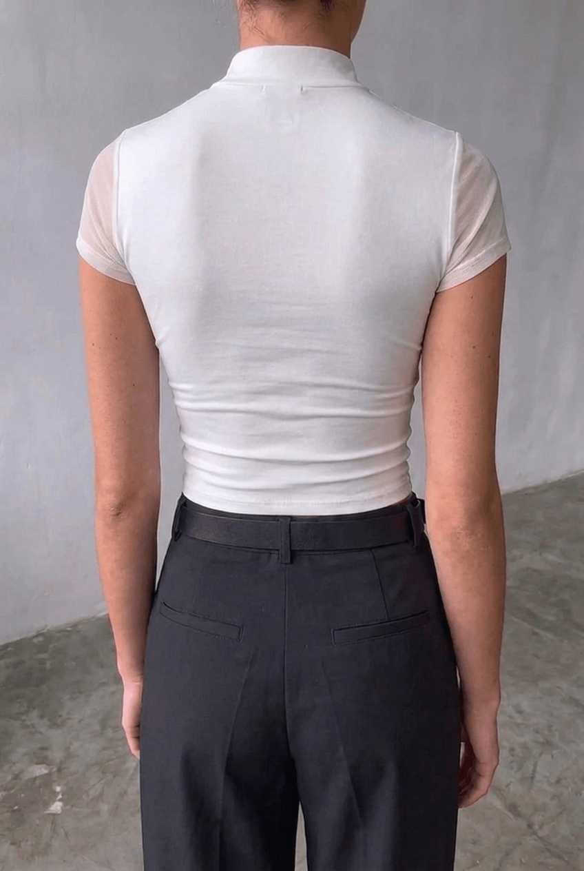 White Mesh Shrug Top - BEEGLEE