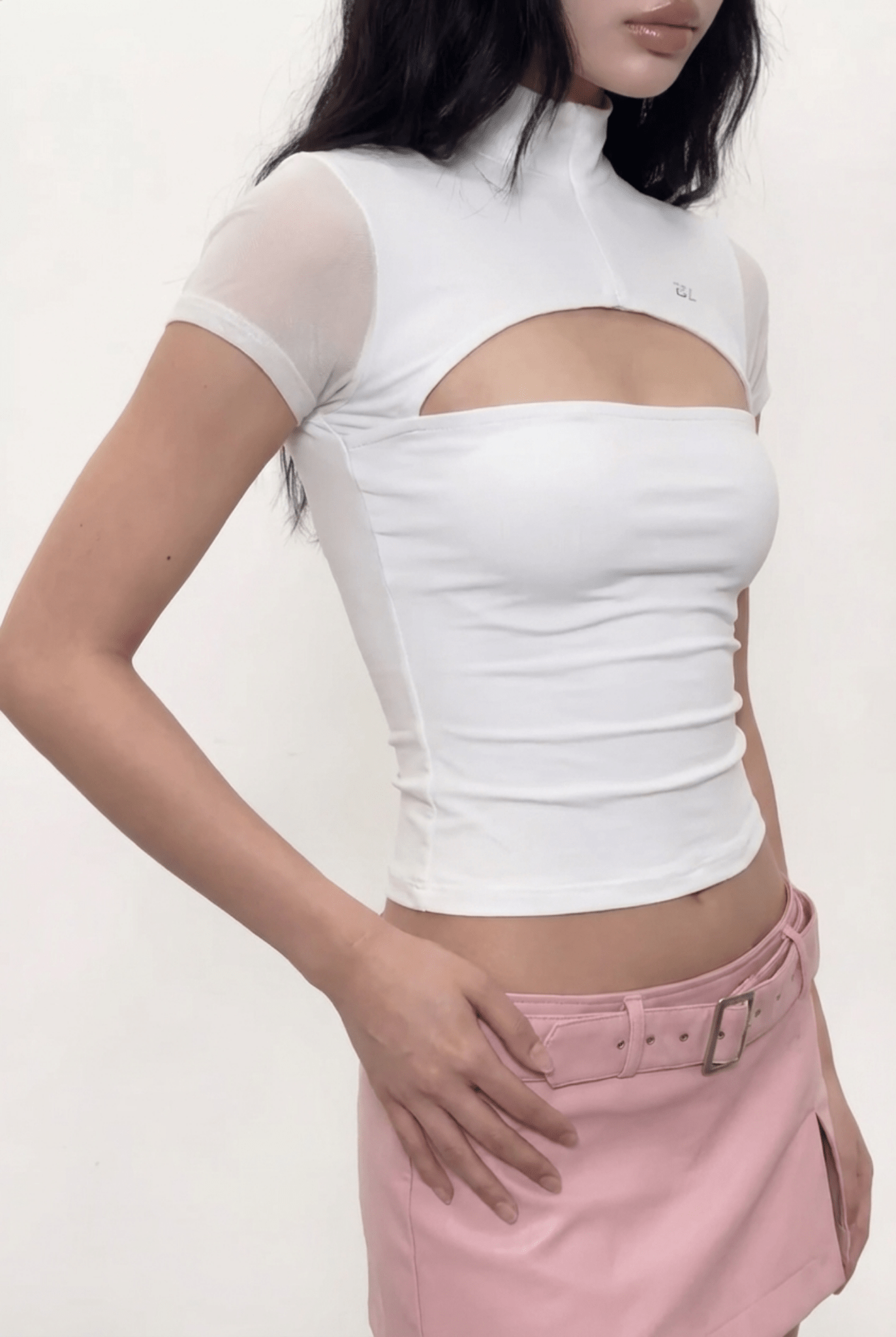 WHITE MESH SHRUG TOP - BEEGLEE