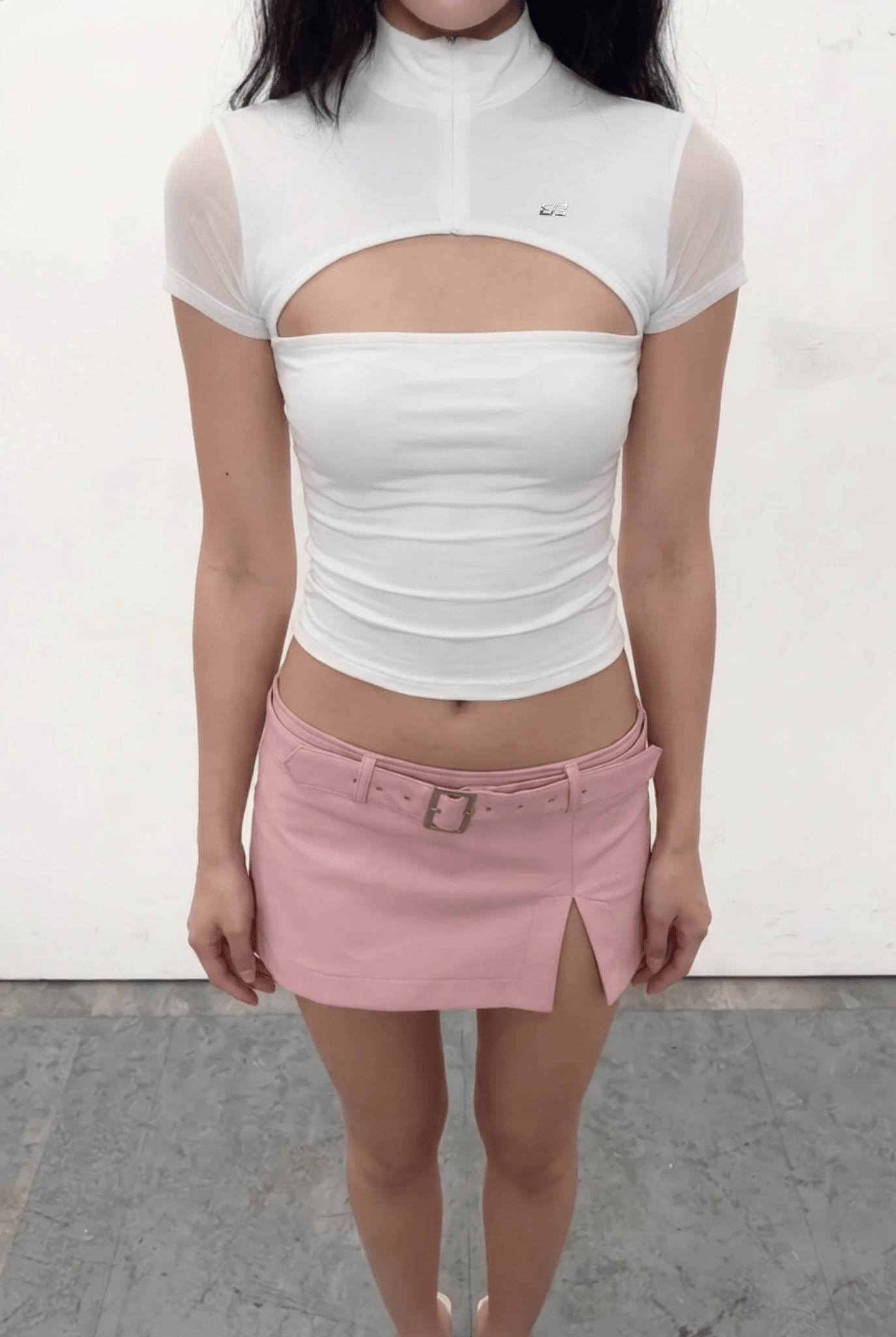 WHITE MESH SHRUG TOP - BEEGLEE