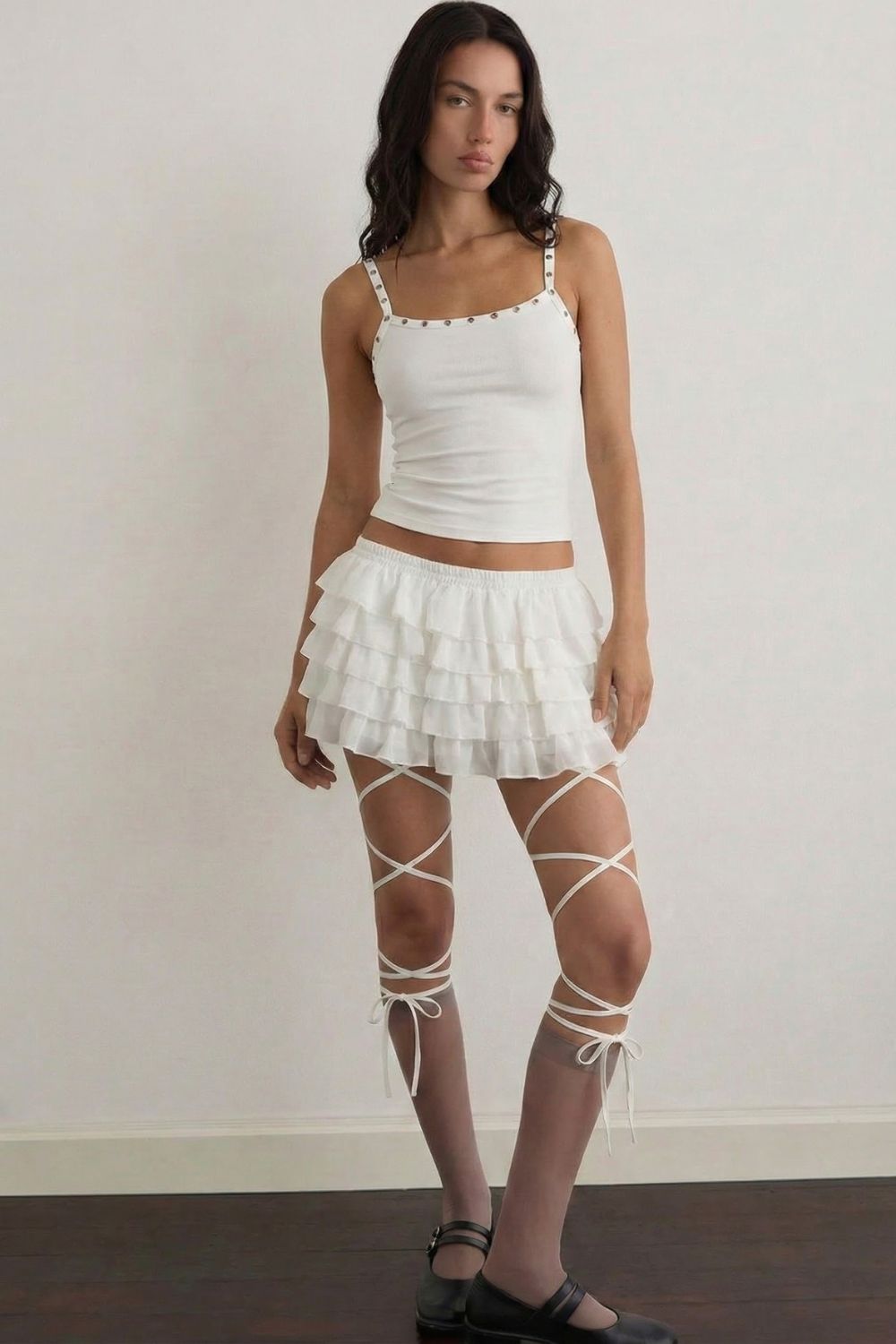 White Opera ruffle skort with lace - BEEGLEE