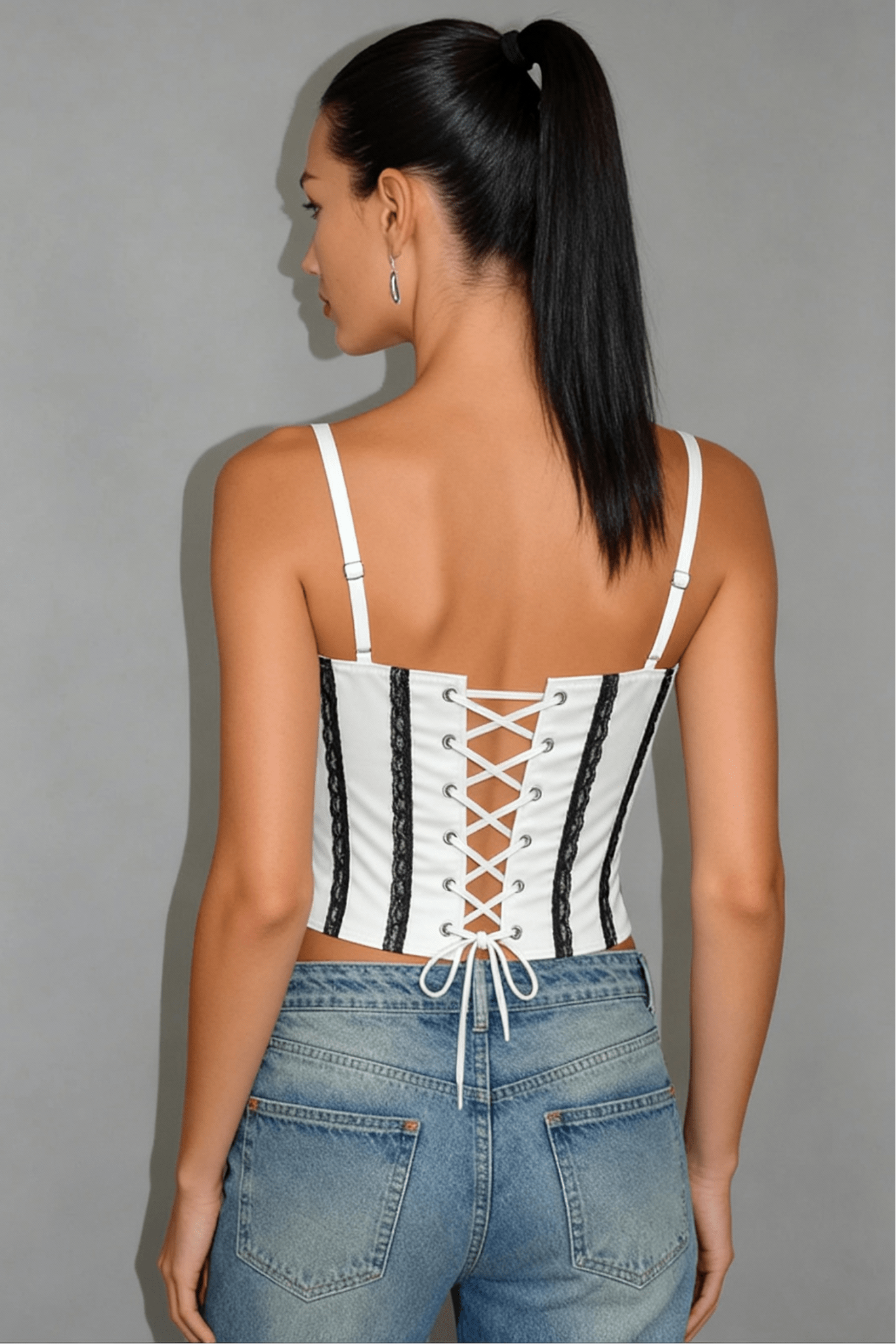 White Pearl Tie up corset