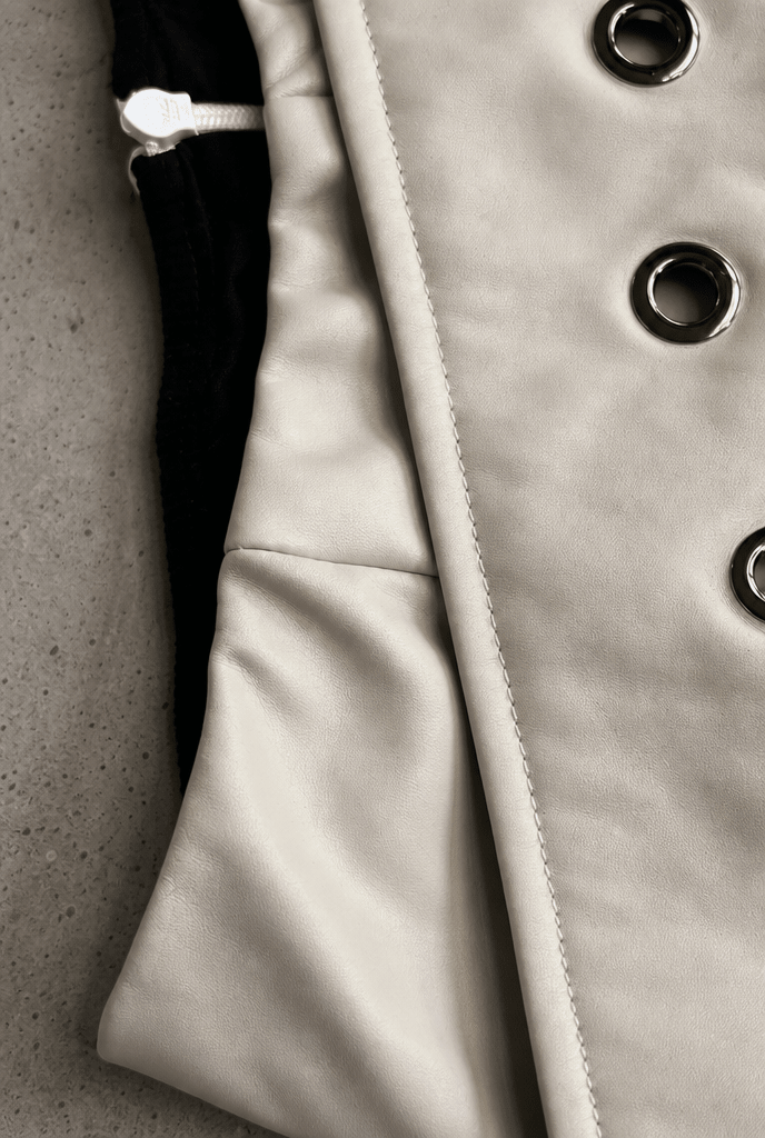 White Perforated Leather Skort - BEEGLEE