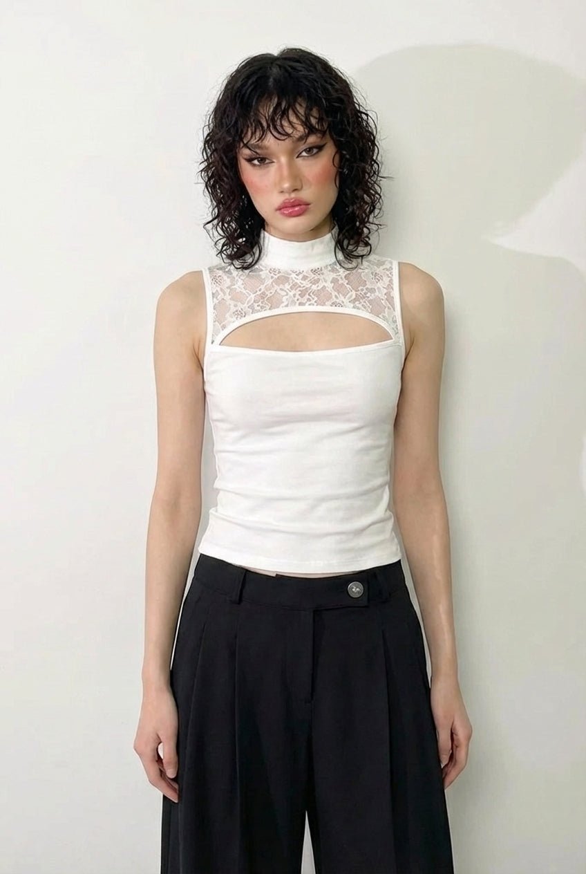 White Reversible Veil Top - BEEGLEE