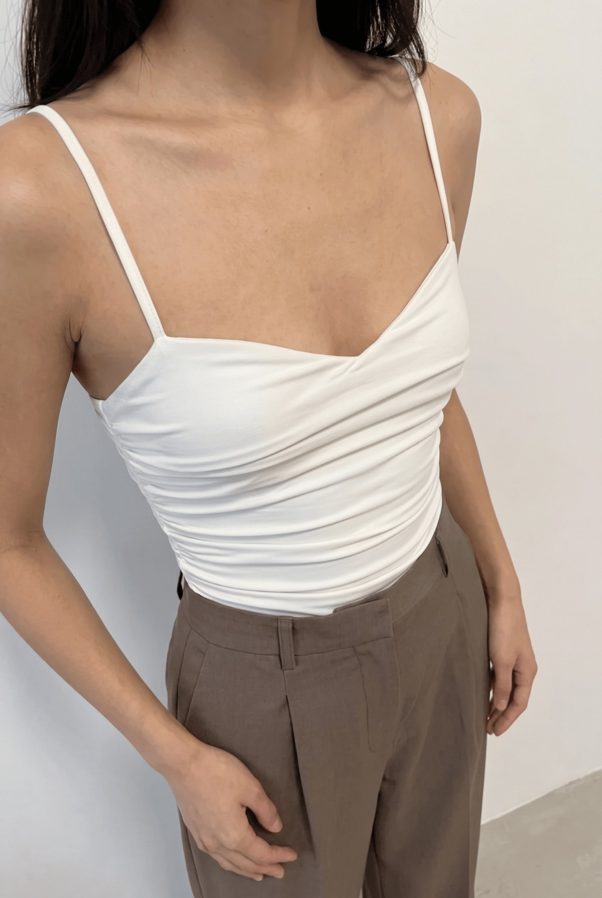 White Scrunch Bodysuit – front