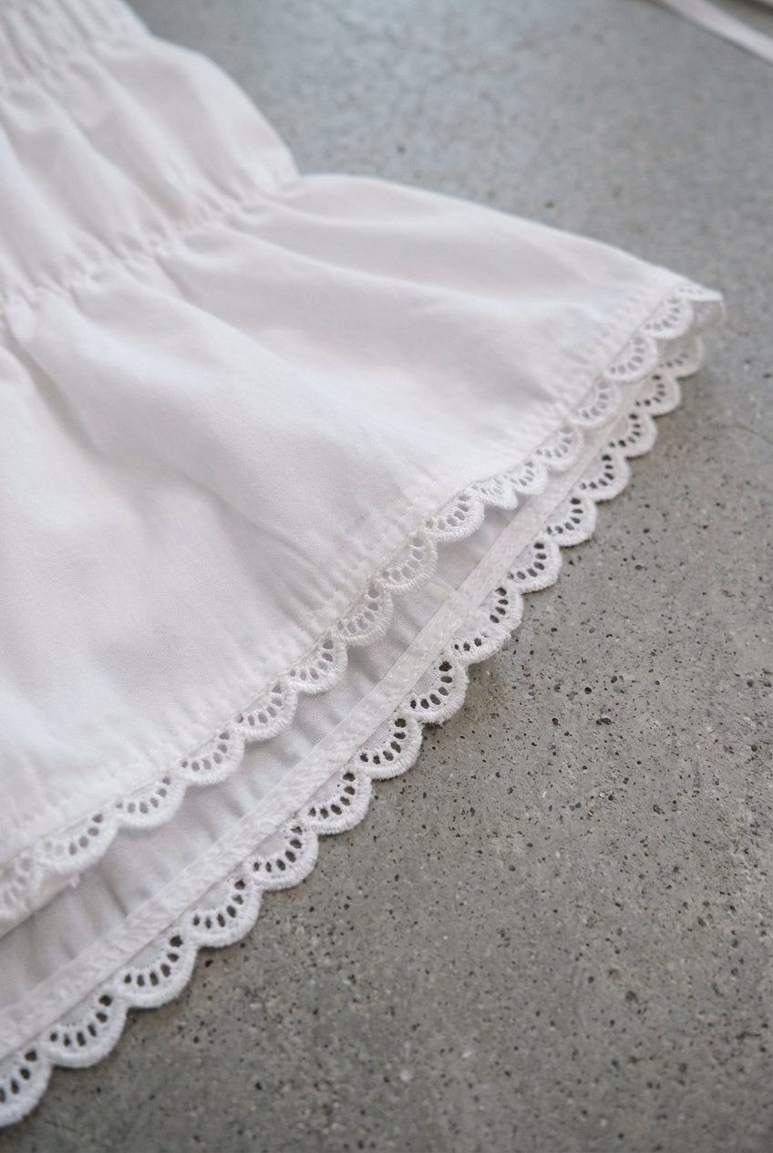 White Shirred Lace Blouse - BEEGLEE